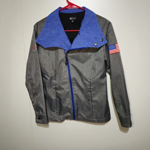 Microsoft Jackets & Blazers - Microsoft Authentic Women’s Heather Gray Zip-Up Jacket MSUS (XS) – American Flag